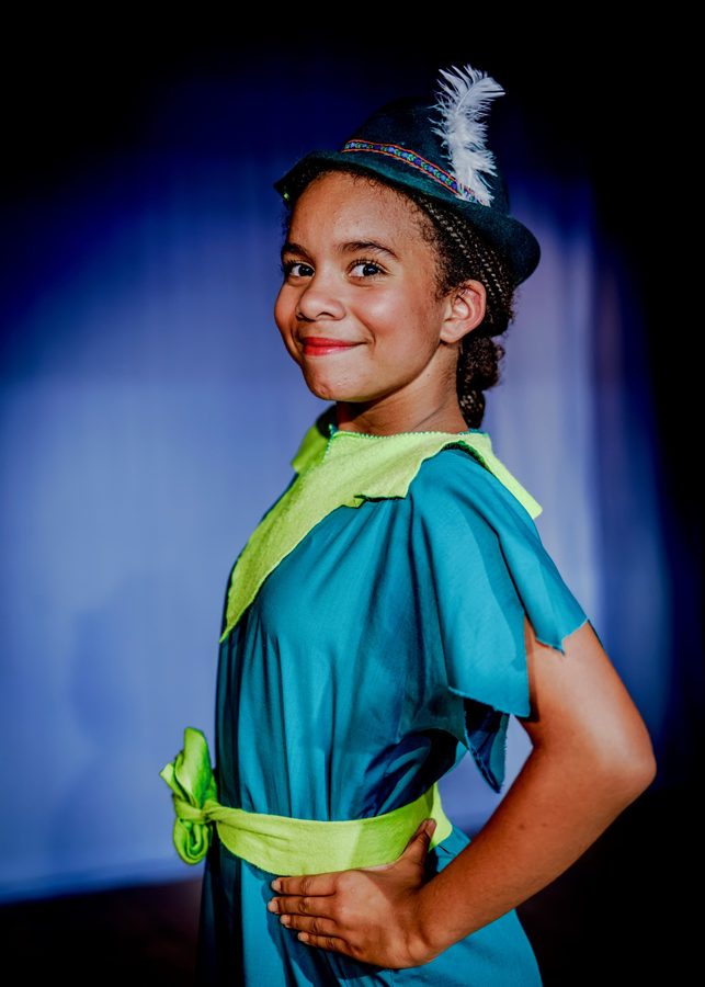 Peter Pan in costume on stage
